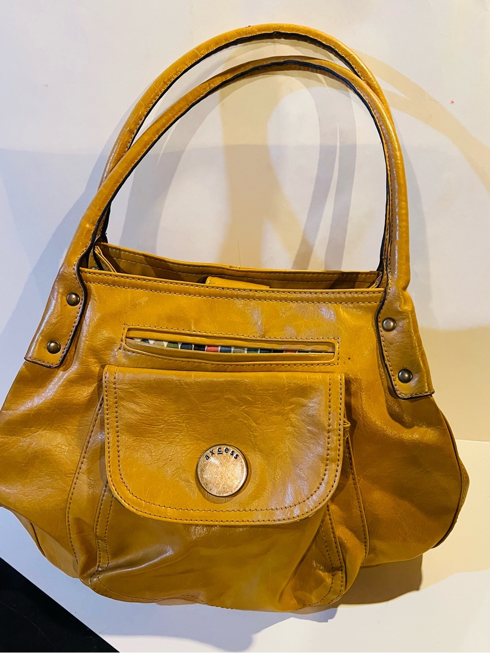 Mustard Yellow Leather Shoulder Bag